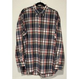 Ralph Lauren Dress Shirt Mcmeel 100% Cotton Long Sleeve Plaid Large Button Up